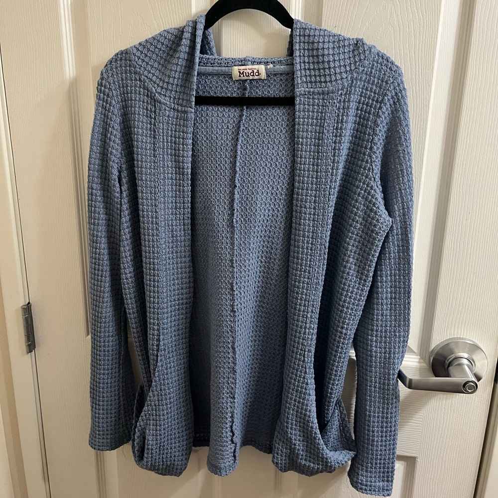 Mudd blue cardigan with hood size M